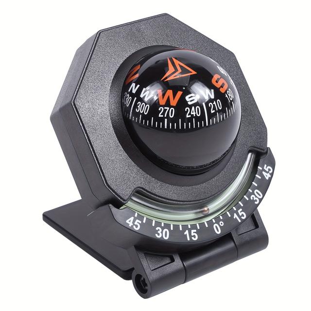 TEMU 1pc Self-adhesive Foldable Car Compass With Luminous Slope Meter - High-precision Bearing & Angle Measurement Suitable For, Trucks,, Rvs, Atvs, Off- Vehicles