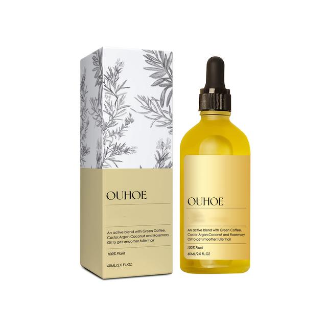 TEMU 60ml Rosemary Hair Oil, Nourishes Dry Damaged Hair - Contains Castor Oil And Coconut Oil, Leaves Hair Smooth And Shiny, Suitable For All Hair Types