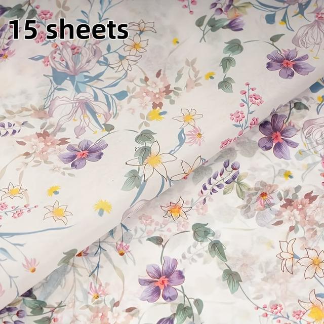 TEMU 1 Pack Floral Tissue Paper, 20x14 Inch, Plant And , Gift Wrapping, Crafts, Diy Bags, Birthday, Wedding Decor, Bouquet Supplies, Versatile Decoration Paper