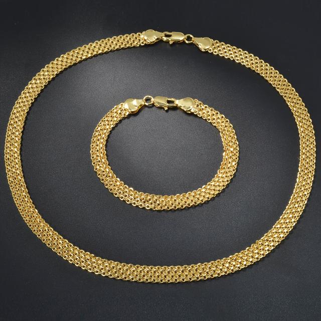 TEMU 1pc Necklace + 1pc Bracelet 8mm Wide Copper Jewelry 2pcs/set Simple Hip-hop Metal Braided Chain Fashionable Suitable For Daily Wear Gift.kpop Style Jewelry.