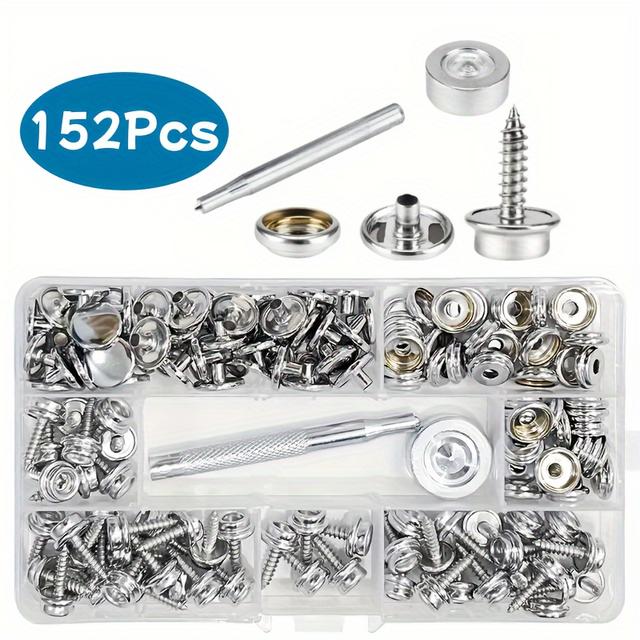 TEMU A Set Of 152 Canvas Screws And Fasteners With Tools, Marine-grade Golden Screws, 15mm Stainless Steel Boat Fasteners, Suitable For Furniture, Canvas, Fabric, Boats, Outdoor, Etc.
