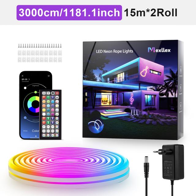 TEMU Smart App Led Rope Lights With 44 Key Remote, Color Changing, Music Sync, Timer, Diy Sharpe, Game Room, Christmas Decor