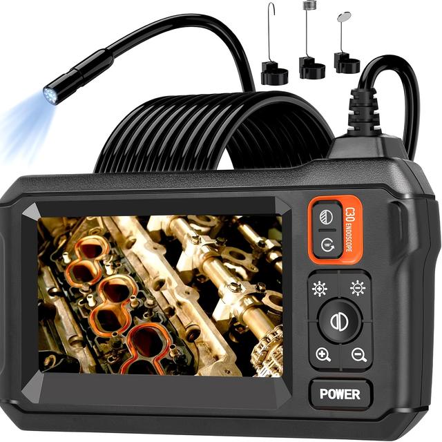 TEMU Inspection Camera With Light, Endoscope Rated Ip67, 800p Hd Quality, Camera, 16.5-foot Length, Men's Gadgets (4.3 Inches)
