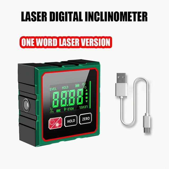 TEMU 4 Sided Magnetic Electronic Digital Tilt Angle Ruler, Data , , Anti Drop Durability, Portable Usb Charging Horizontal Angle Ruler