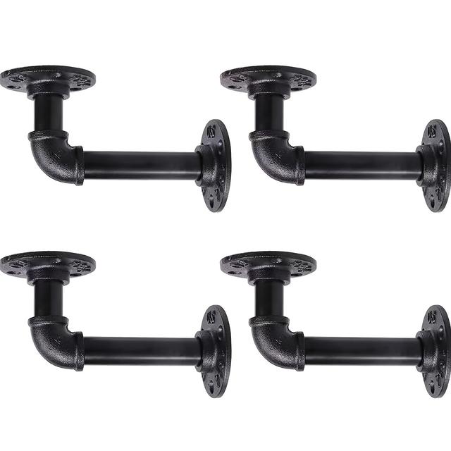 TEMU 4db Vintage Vascső Polc Tartók, 90 Fokos Derékszög, 8", 10", 12", 14" Deszkákhoz Illeszkedik - Tökéletes Loftokhoz és Könyvespolcokhoz