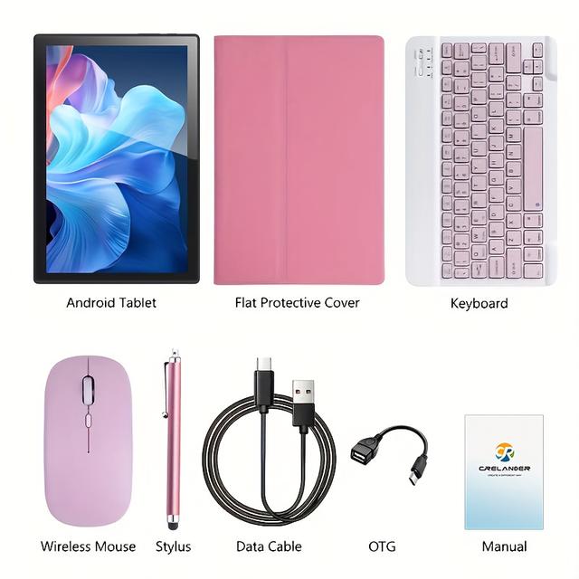 TEMU Crelnader 10. 1 Inch Tablet 13 Core 6gb(3gb+ 3gb Expand)+128gb Rom 2. 4g/5g Wifi 5000mah 1280x800 Screen 5mp+13mp Dual Camera 4g Lte With Case, Mouse, Stylus, Keyboard, 2in 1 Tablet Pc