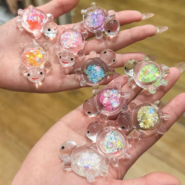 TEMU 20pcs -the- Glitter Turtle Charms - Resin Light Up Pendants Suitable For , Necklace, Earrings, Keychain & Indoor/outdoor Decorations - Sparkling