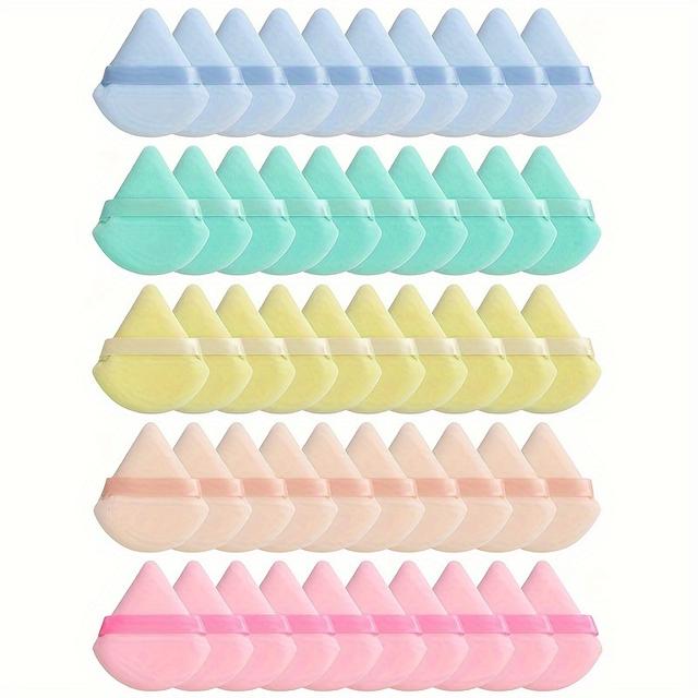 TEMU Zestaw 50 sztuk puszek do pudru, miękkie trójkątne puszki, puszyste i miękkie, do pudru sypkiego, różu i różnych kosmetyków