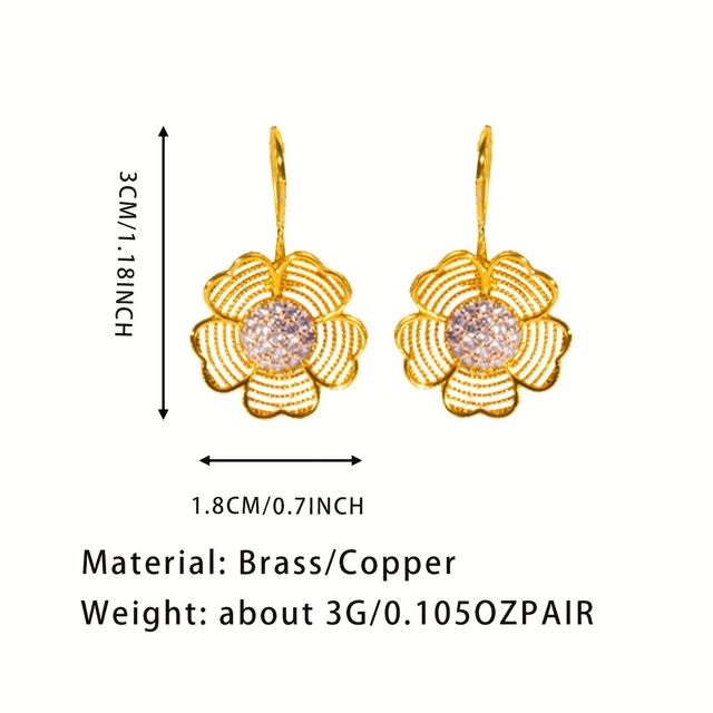 TEMU Shimmering Earrings With Synthetic Zirconia, Fashionable And Exquisite Design, 24k Gold Plated Copper, Perfect For Women' Wear And Birthday Gifts