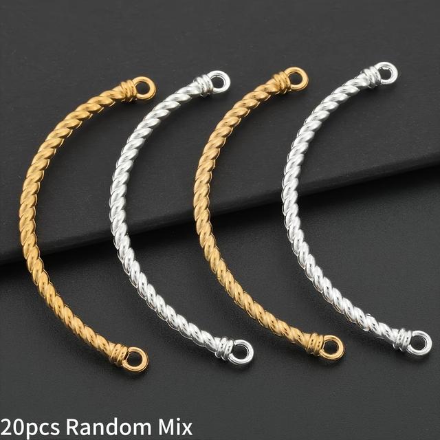 TEMU 20 Peças de Conectores de Contas em Liga, Miçangas Curvas Estilo Chinês para Pulseiras, Espaçadores Tubulares para Confecção de Joias, Kit DIY para Colares e Tornozeleiras Artesanais
