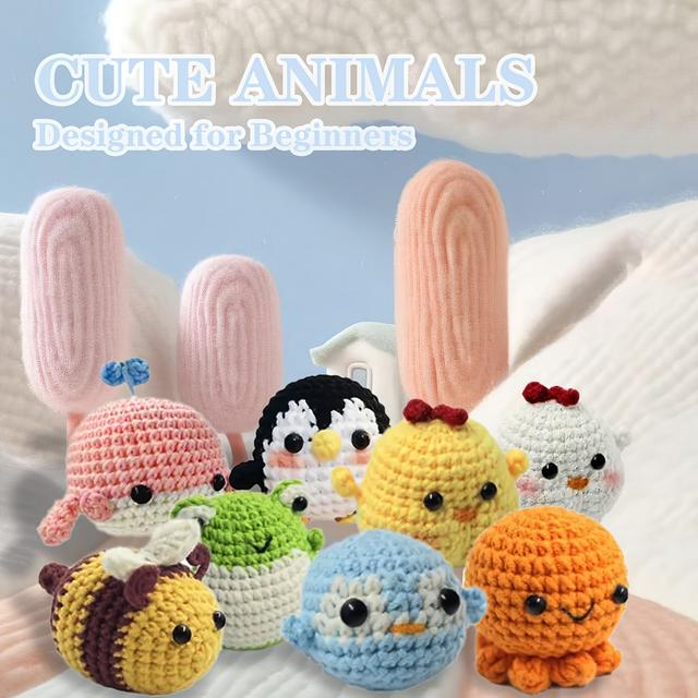 TEMU Kit de Crochet pour Débutants, 8 Pièces - Kit Animaux en Crochet avec Crochets, Fil à Tricoter et Vidéo d'Instructions Étape par Étape