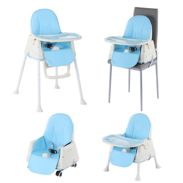 TEMU 4-in-1 Adjustable Baby High Chair, Infant High Feeding Seat Toddler Table Chair, Foldable, Lightweight (3.6 Kg), Easy Clean, With 3-point Belt, From 6 Months To 3 Years (15kg), Blue And Pink