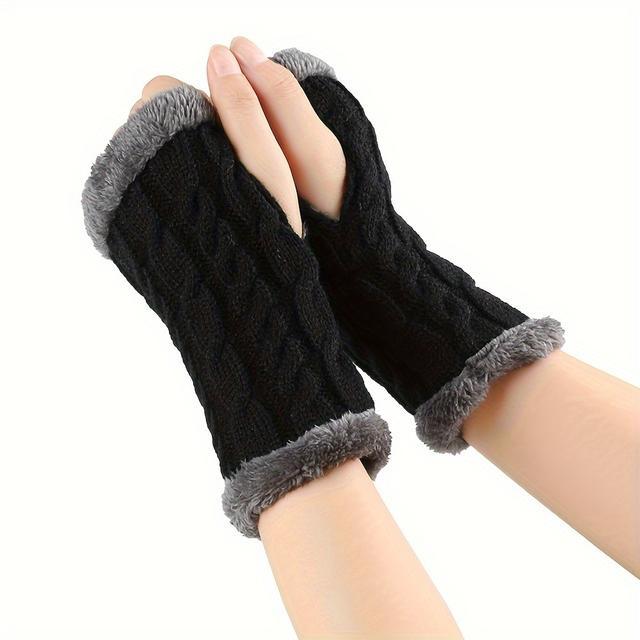 TEMU 1 Pc Plus Fingerless Gloves - Soft, Thick, And Coldproof For Autumn And Winter - Versatile Wrist Cover For Outdoor Activities