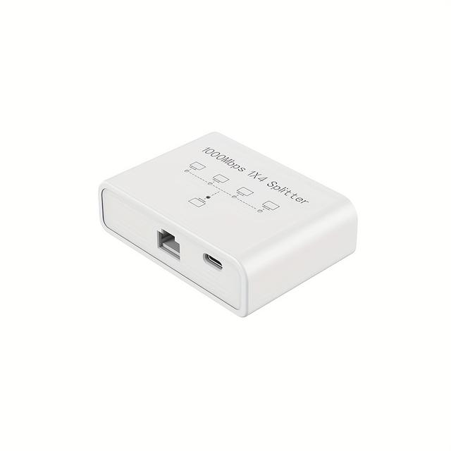 TEMU Gigabit Ethernet Splitter 1 To 4 - Network Splitter With Usb Power Cable, 1000mbps High Speed Rj45 Internet Splitt-er Adapter For /5e/6/7/8 Cable [4 Devices Networked Simultaneously]
