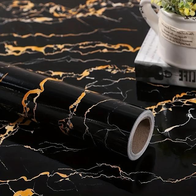 TEMU 1 Roll Waterproof Marble Wallpaper Vinyl / Ceiling Covering Suitable Backsplash, Bathrooms, Floors, Ceilings - Removable, Installation,