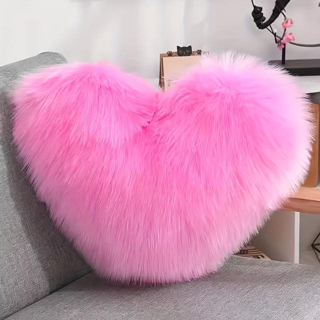 TEMU Nordic Style Long Plush Throw Pillow, Suitable For Sofa And Bed, Easy With Heart-shaped Trendy Pillow Including Insert