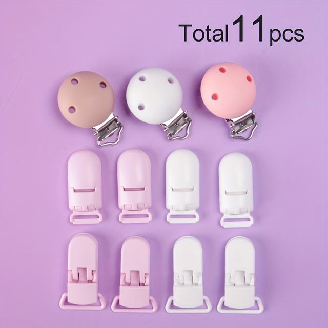 TEMU 11pcs Grampos de Silicone, Grampos de Plástico Redondos de 3 Furos e de T, Clips de Fixação, Contas para Colares, Bijuteria e Tapetes