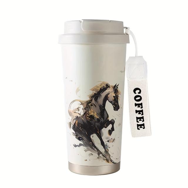 TEMU 530ml Insulated Coffee Design – Double-walled For Drinks, Portable With Carrying Strap, Home, Office, , And Gifts For , Versatile Beverage Container | Rope | Doublewalled Insulation