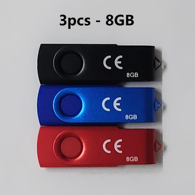 TEMU 3 Clés USB 2.0 256 Mo/8 Go/32 Go/64 Go Haute Vitesse, Clés USB Colorées Rotatives, Réelle, Compatibles avec Ordinateurs, Téléviseurs Intelligents et Systèmes Audio de Voiture