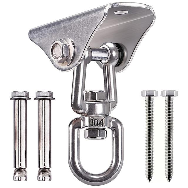 TEMU Stainless Steel Swing Hanger, 360° Heavy-duty Rotating Hammock Hook, Suitable For Concrete And Wooden Playground Sets, Porch, Indoor And Outdoor Seating, Yoga, And Gym.