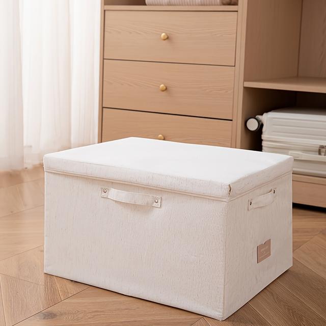 TEMU Stapelbare Aufbewahrungsboxen mit Deckel | Stoff, Rechteckige Form, mit Seitengriffen, Ideal für Büros, Wohnungen, Schlafzimmer, Schränke, Kleidung, Bettwäsche, Unterbettaufbewahrung