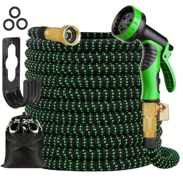 TEMU Kapcsolókészlet kerti tömlőkhöz - Rugalmas és visszahúzható, könnyű, nem csavarodik - Erős, szivárgásmentes, tökéletes öntözéséhez és kültéri öntözéshez - Könnyű és egyértelmű rögzítés