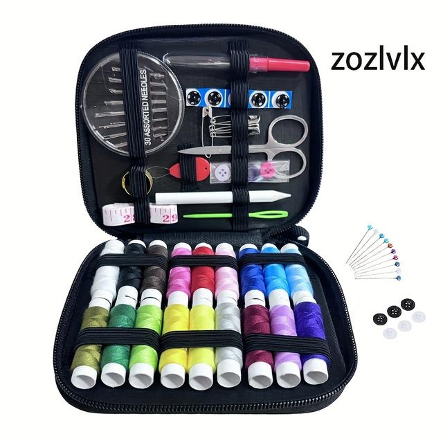 TEMU Zestaw do Szycia, Kolorowe Nici, Igła i Przędza, Maszyna do Szycia z Iglą, Linijka, Akcesoria do Szycia, Torba na Przechowywanie, Czarna Sakiewka, Do Jedzenia Na Wynos, Rękodzieło