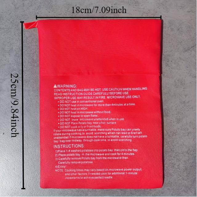 TEMU Bolsa para Papas al Microondas de Cocina Rápida - Reutilizable, Papas Perfectas en 4 Minutos - Gadget Esencial de Cocina para Cocineros Caseros
