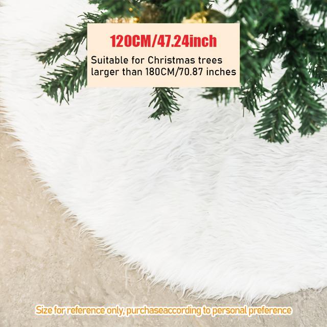 TEMU 1 Stück weißer langhaariger Weihnachtsbaumrock, dekorativer Teppich unter dem Christbamstischtuch zum Umwickeln des Baumes in verschiedenen Größen – geeignet für alle Tannengründer