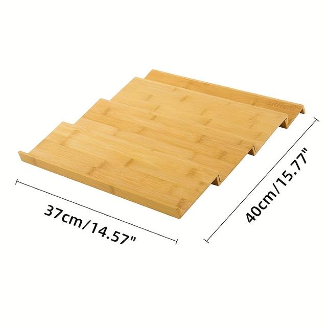TEMU New Kitchen Spice Rack Tray For Trade, Bamboo Drawer Storage Box, Adjustable Spice Rack Tray