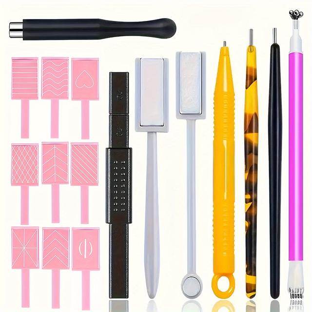 TEMU 17 szt. zestaw do paznokci typu kocie oko, lakier magnetyczny, długopis magnetyczny do paznokci, do paznokci typu kocie oko, narzędzia do żelu magnetycznego