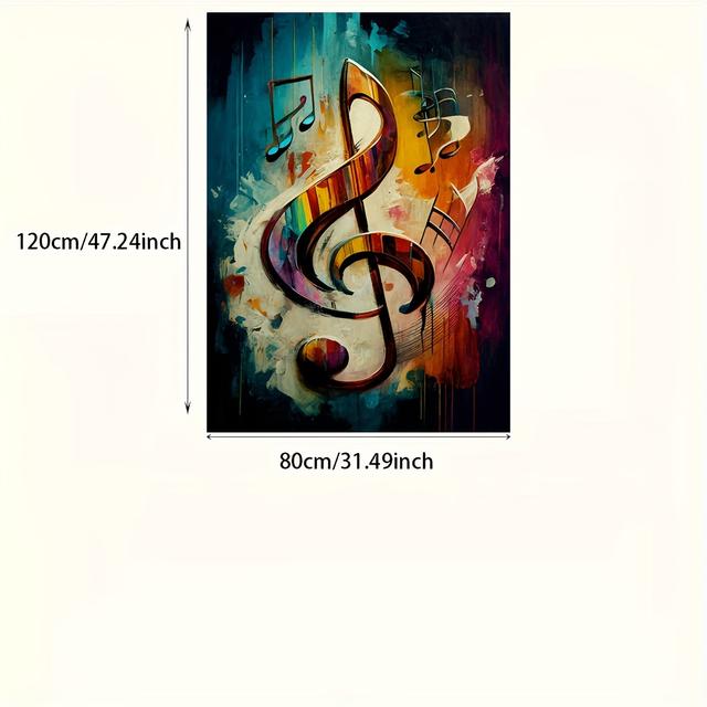 TEMU طباعة فنية على قماش لموسيقى تجريدية حديثة، 31.5x47.24 بوصة - ديكور جداري بدون إطار لغرفة المعيشة والنوم
