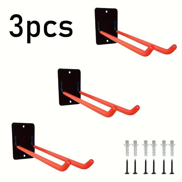 TEMU 1pc/2pcs/3pcs Wall-mounted Iron Storage Hooks | 9.9" Garage Organizer For Gardening Tools, Spade And Rake Organizer Rack, Lockable And Painted End