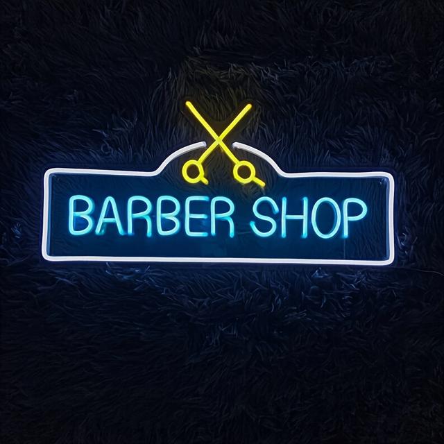 TEMU Neon Fine Nf Led Barber Shop Sign, Plastic Neon Light Wall Decor, Usb Powered, Switch Control, , Wall Mounted, No Battery, Home & Kitchen Lighting, Novelty Light Fixture