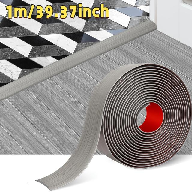 TEMU 1pc Self-adhesive Floor Strip, Tile, Floor Transition Strip, Elegant Wood Grain Plastic Floor Partition, Used For Home Decoration Firm Joint Seal