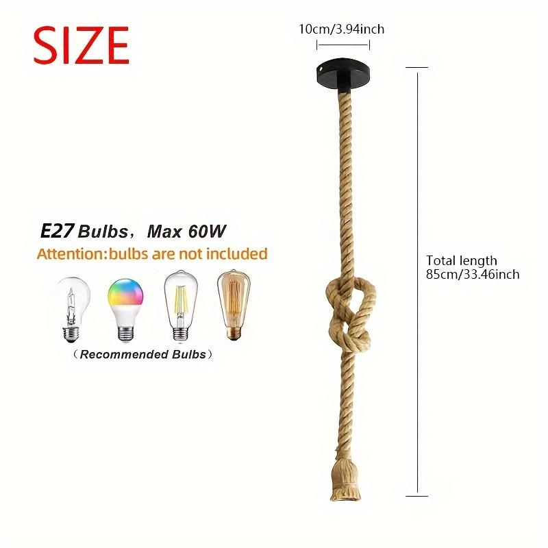 TEMU 1pc Retro Handmade Woven Hanging Pendant Light, E27 Bulb Base, Dining Counter, Kitchen Bedroom Bedside Halloween And Christmas Lighting Fixture (without Bulb)