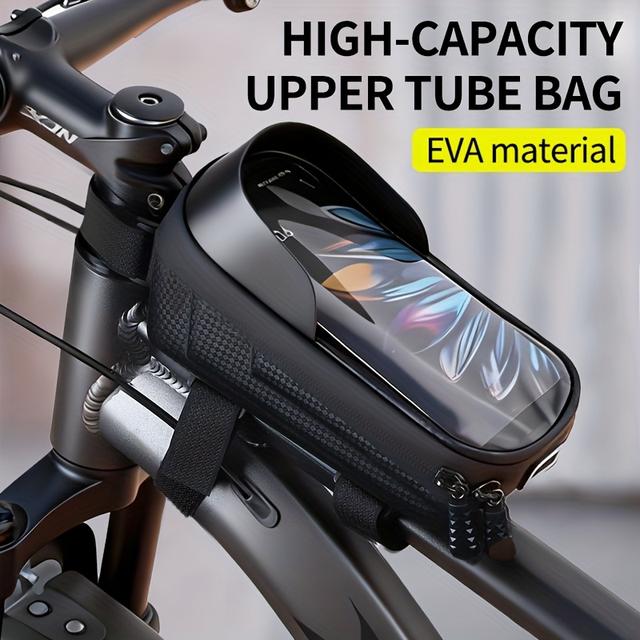 TEMU Bicycle Frame Bag, 3d Eva Hard Shell, Bicycle Phone Holder, Bicycle Top Tube Bag, Bicycle Pouch, Suitable For Smartphones Under 7 Inches
