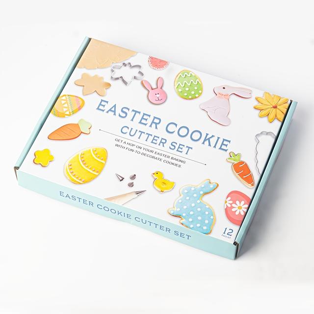 TEMU 12-delige Paas Koekjesvormen Set - 12 Verschillende Vormen Inclusief Paaseieren, Kuikens, Vlinders, Bloemen, Konijntjes, Wortels, Bijen en Meer. Perfect voor en Keukengebruik