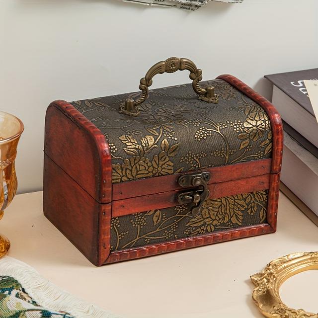 TEMU 1 Вінтажна для зберігання з , , для раритетних речей, китайська потертість, жіноча для ювелірних виробів з масиву , скриньки для ювелірних виробів