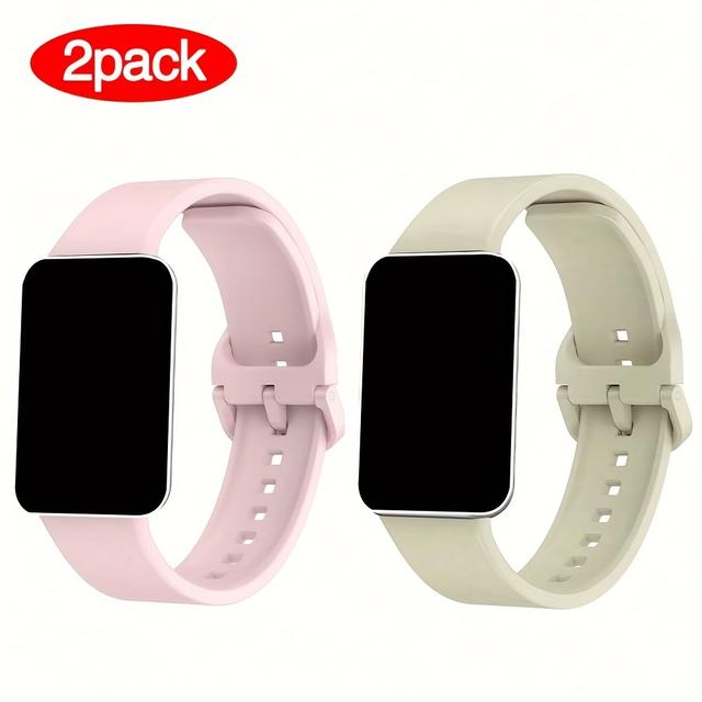 TEMU 2pcs Silicone Sport Watchbands 3 R390 - Soft, Comfortable Replacement Straps In Black And Pink With Adjustable Buckle Closure, Watch Accessories