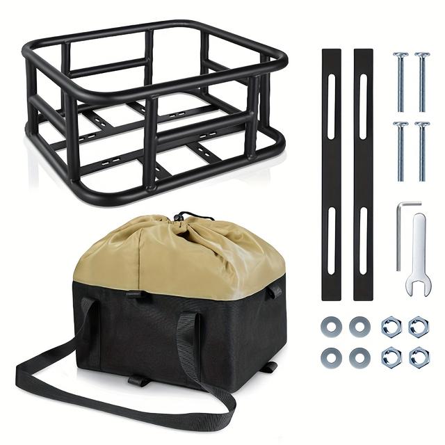 TEMU Large Capacity Rear Bike Basket, Sturdy , Mounted Storage Rack For Mtb Bike, Suitable For Hiking, Bike Cargo Rack Bag Bicycle Accessory