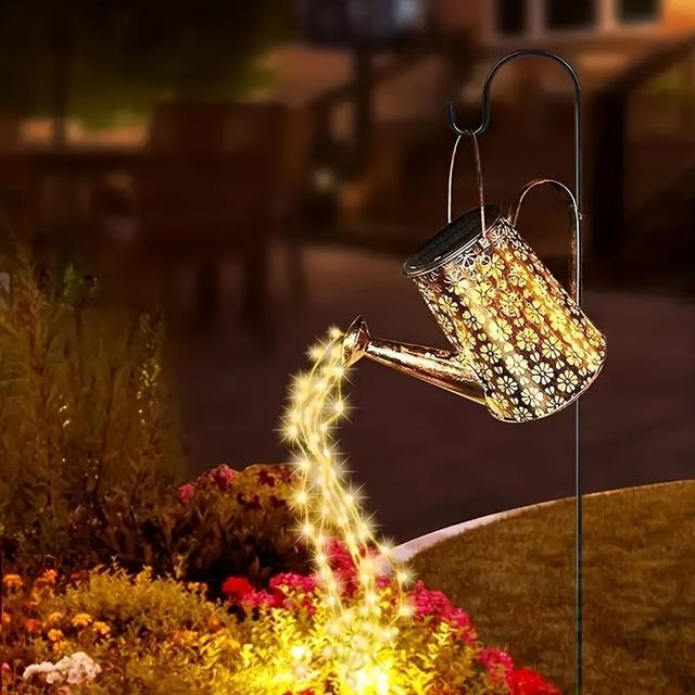 TEMU Watering Can Solar Lights Outdoor Garden, 90 Led Garden Ornaments Outdoor Light Solar Powered Large Retro Metal Fairy Lights With Bracket For Pathway Decorations Halloween Christmas Gift