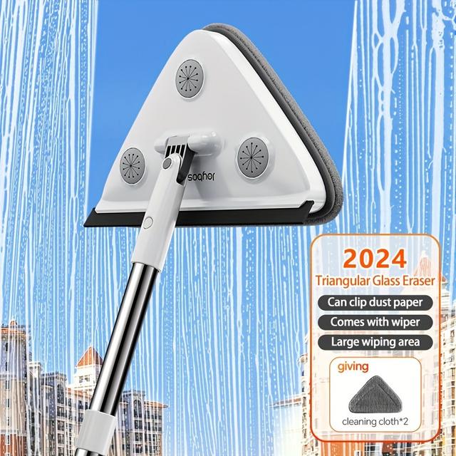 TEMU Joybos Stainless Steel Squeegee For Windows - Multipurpose Triangular Glass Eraser, Scraping & Wiping Integrated Design, Ideal For Living Room, Outdoor, Wall & Floor Cleaning Tools