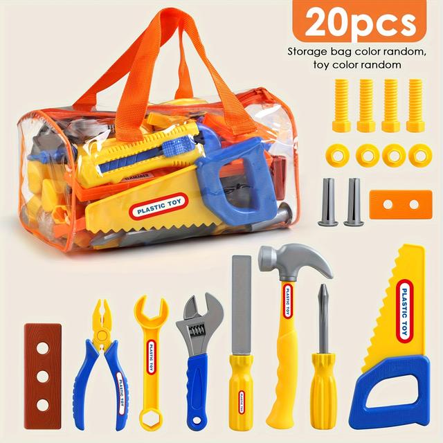 TEMU Набір іграшкових інструментів для сім'ї з викруткою, 10/19/30 шт., Імітація інструментів, Дитячі іграшки для інтерактивної гри вдома, Підходить для хлопчиків та дівчаток, Подарунок на день