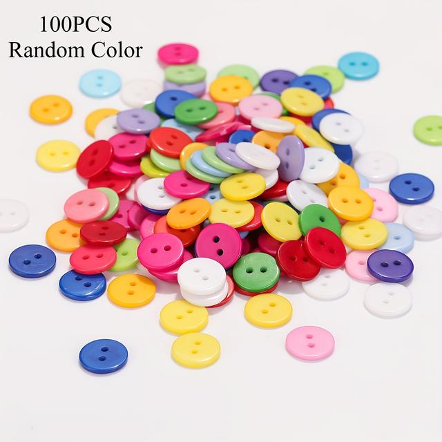 TEMU A Set Of 100 Colorful Resin Buttons Featuring 2 Holes, Measuring 9mm - Ideal For Your Sewing And Crafting Projects