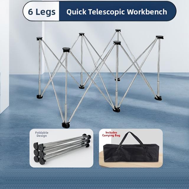 TEMU Edelstahl & Kunststoff Hochdruck-Arbeitsbank mit 6-Bein-Stabilitätsbasis, verstellbarer Höhe und faltbares Design - für Tischlerei, Holzbearbeitung und DIY-Projekte, robuste Konstruktion