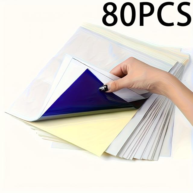 TEMU 80 hojas de papel de transferencia para tatuajes, tamaño A4, papel de plantilla térmica estándar, papel de para tatuadores, herramienta de suministros adicionales para tatuajes