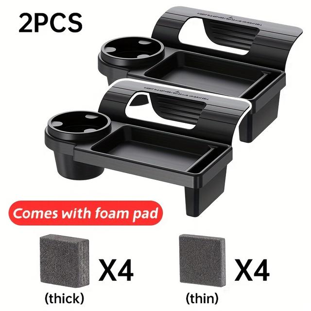 TEMU 2pcs 3-in-1 Car Window Organizer With Phone Mount, Cup Holder & Storage Box - Durable Pp Material, 4 Slots For Phones, For Cars, Trucks, Suvs, Phone Holder For Car
