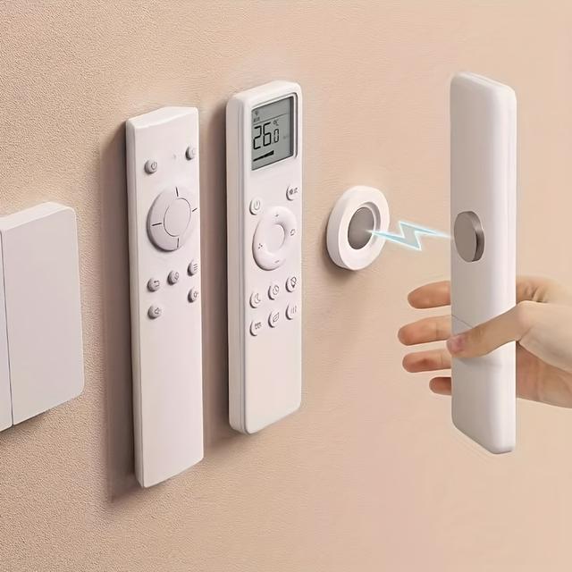 TEMU Magnetic Adhesive For Household Tv And Air Conditioner Remote Controls, Wall-mounted Storage Without Drilling, Featuring Strong Double-sided Magnets, Utility Hooks