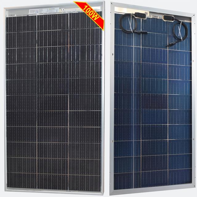 TEMU 100w 18v Transparent Solar Panel With Monocrystalline Solar Cells Of 90cm Cable Used Outdoors For , Boats, To Charge 12v/24v Batteries.